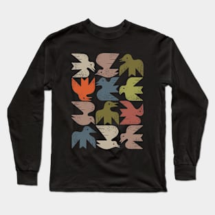 Midcentury Bird Grid Long Sleeve T-Shirt